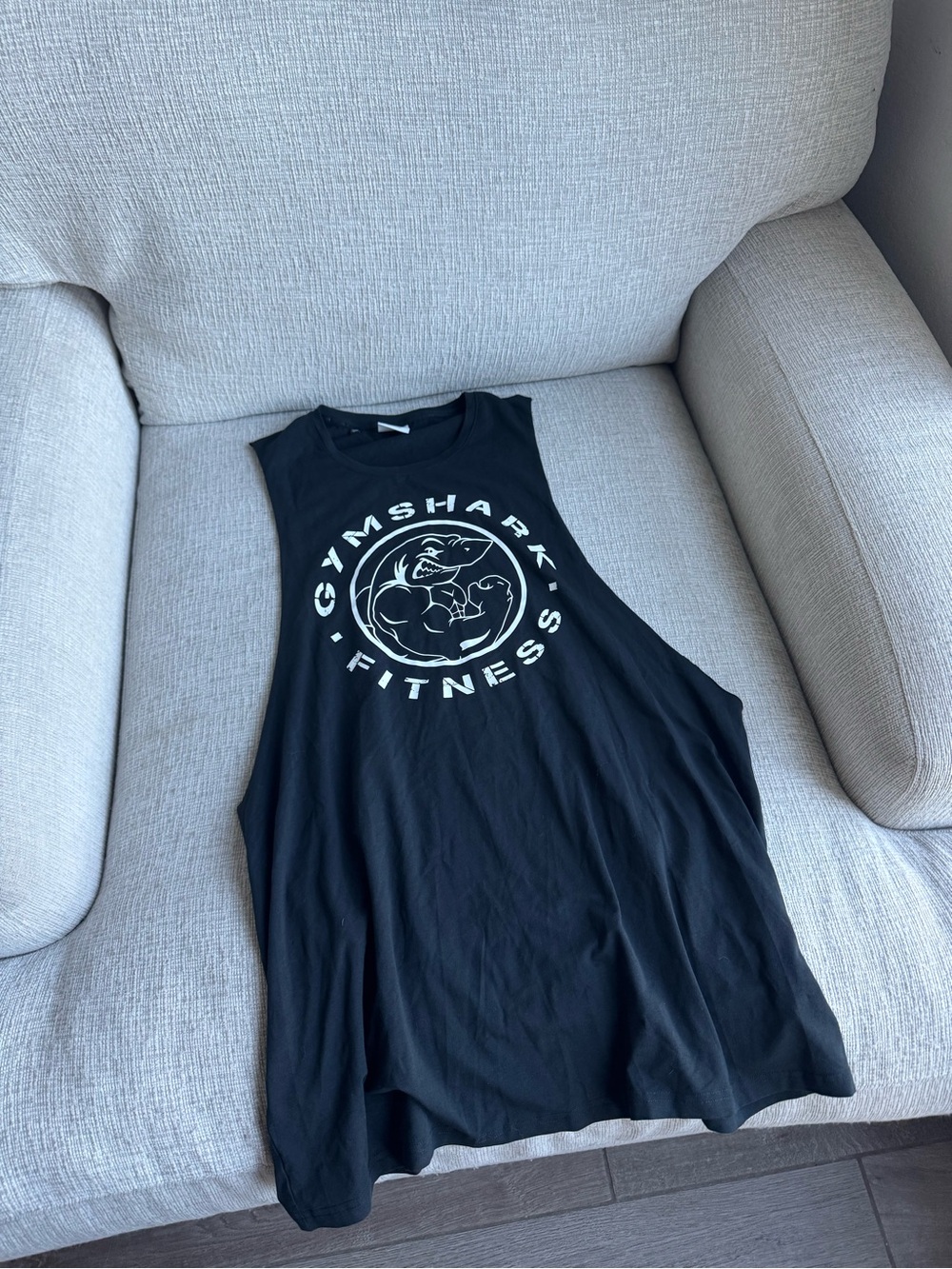 Gymshark Black Muscle Tank with White Fitness Logo